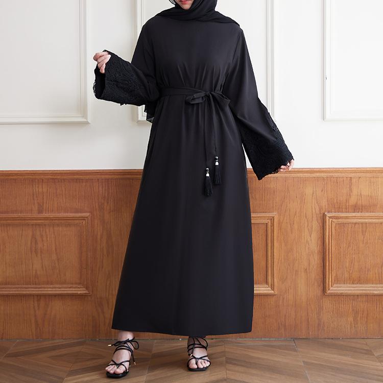 HASASERIES HS0627 Embroidered Sequin Cuff Robe