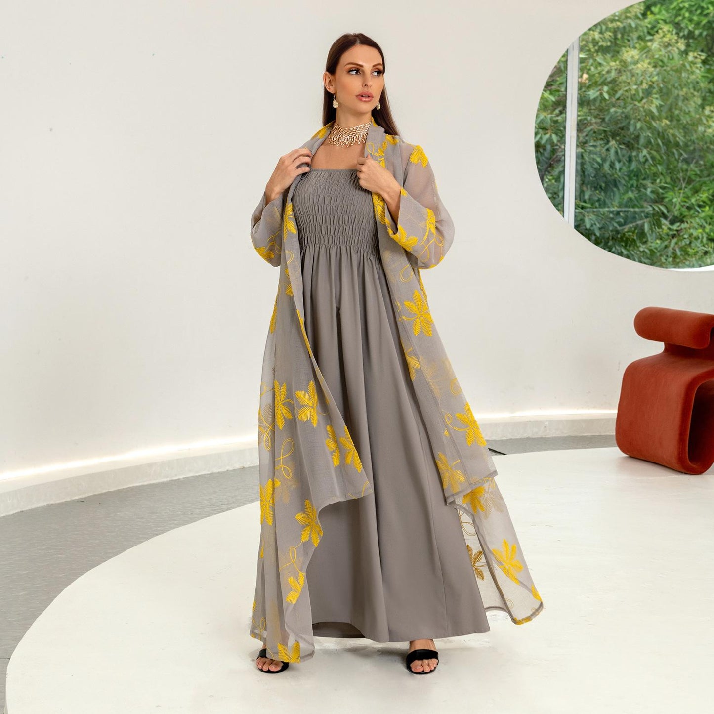 HASASERIES HS1076 2pcs Inner Dress with Cardigan