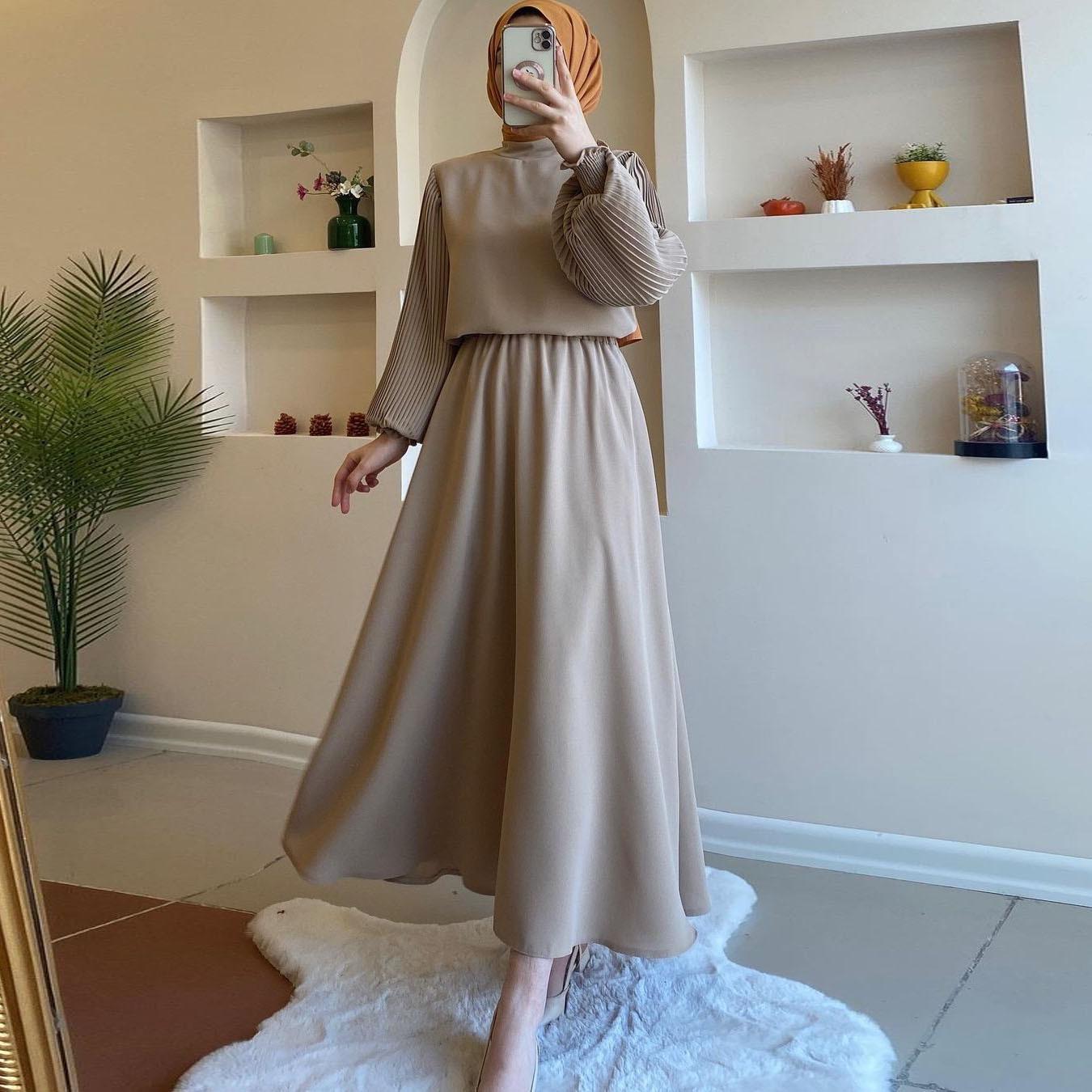 HASASERIES HS0761 Fashion Pleated Lace Up Dress Long Dress