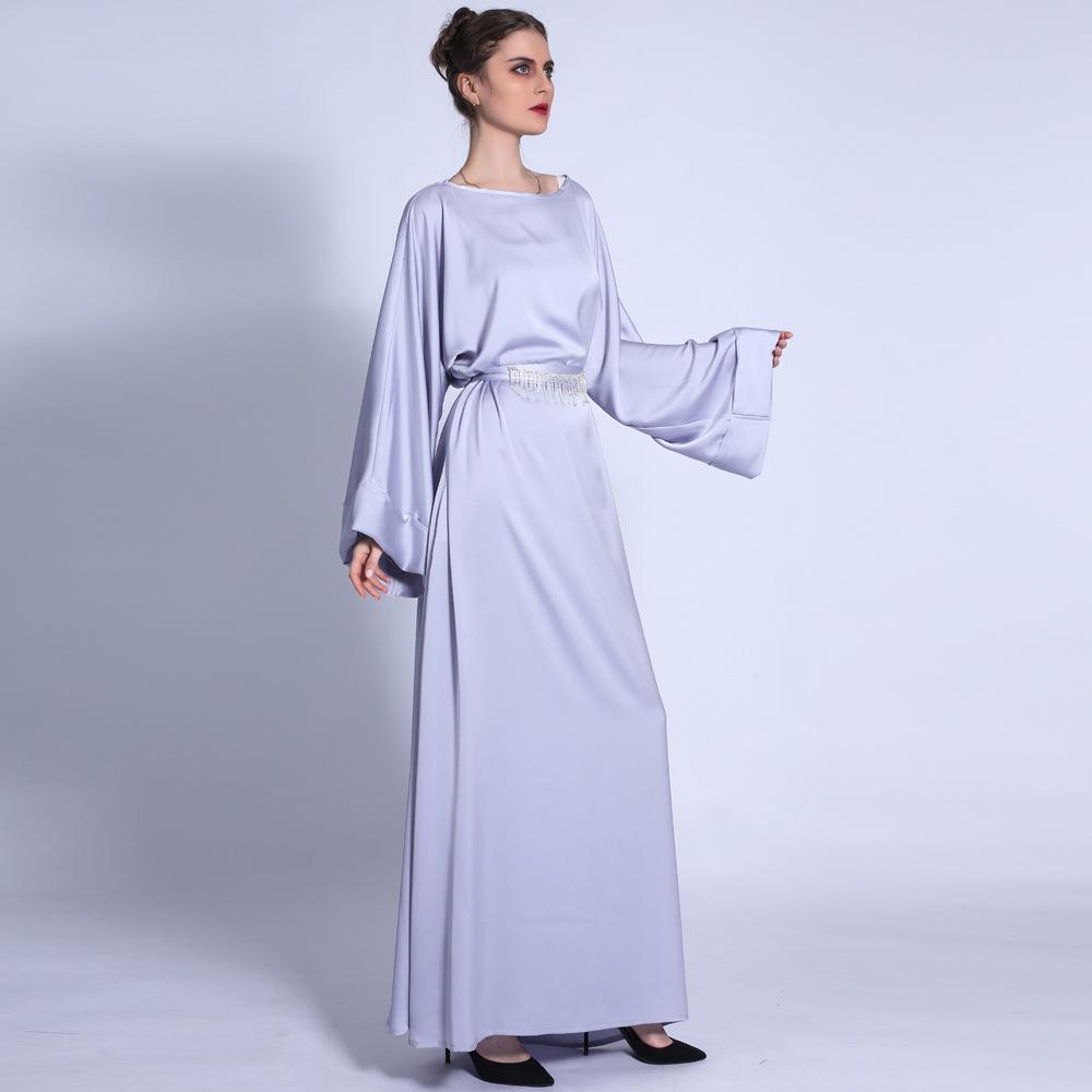HASASERIES HS0433 Solid Color Loose Fitting Belt with Diamond Waist Long Skirt