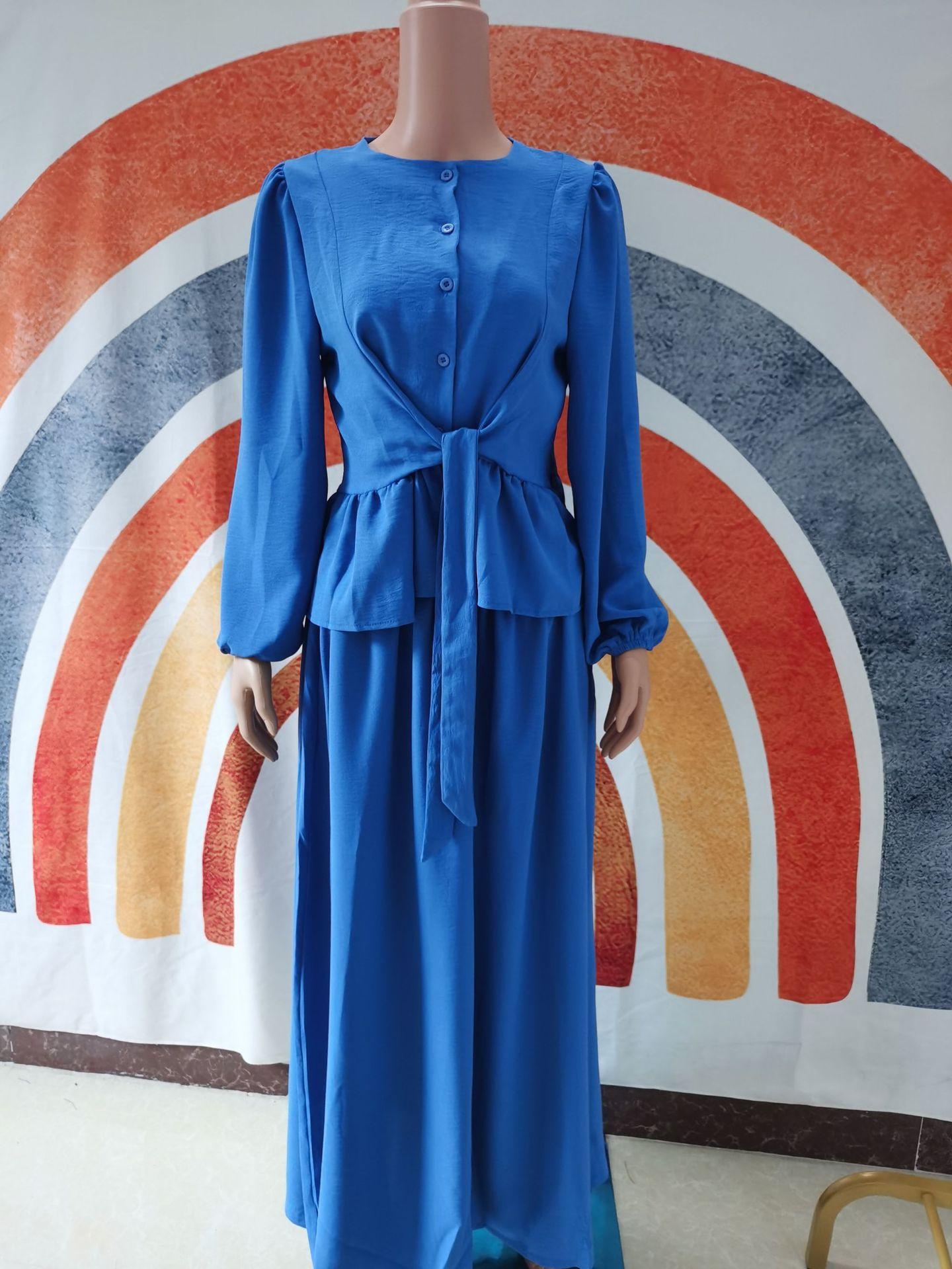 HASASERIES HS0825 Ensemble 2 pièces chemise à manches longues avec robe
