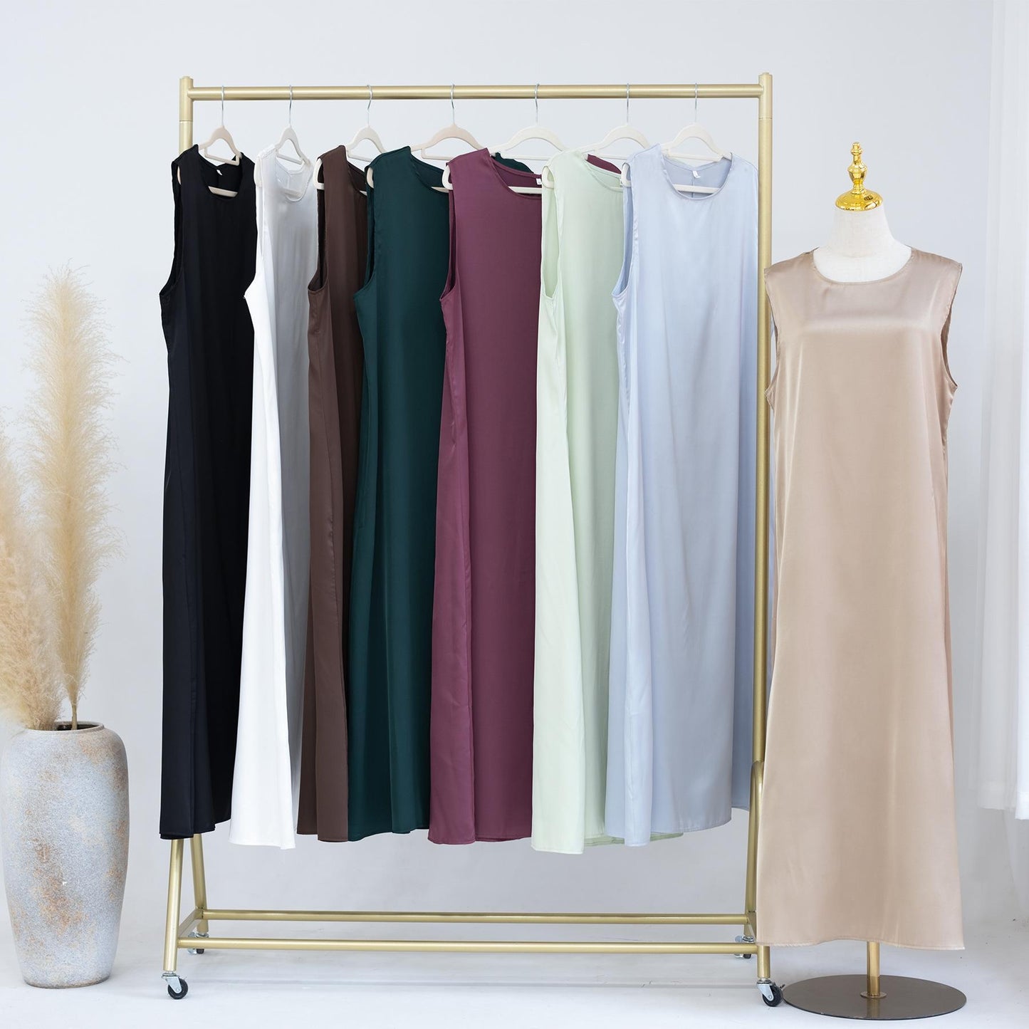 HASASERIES HS1018 Solid Color Bottoming Vest Dress