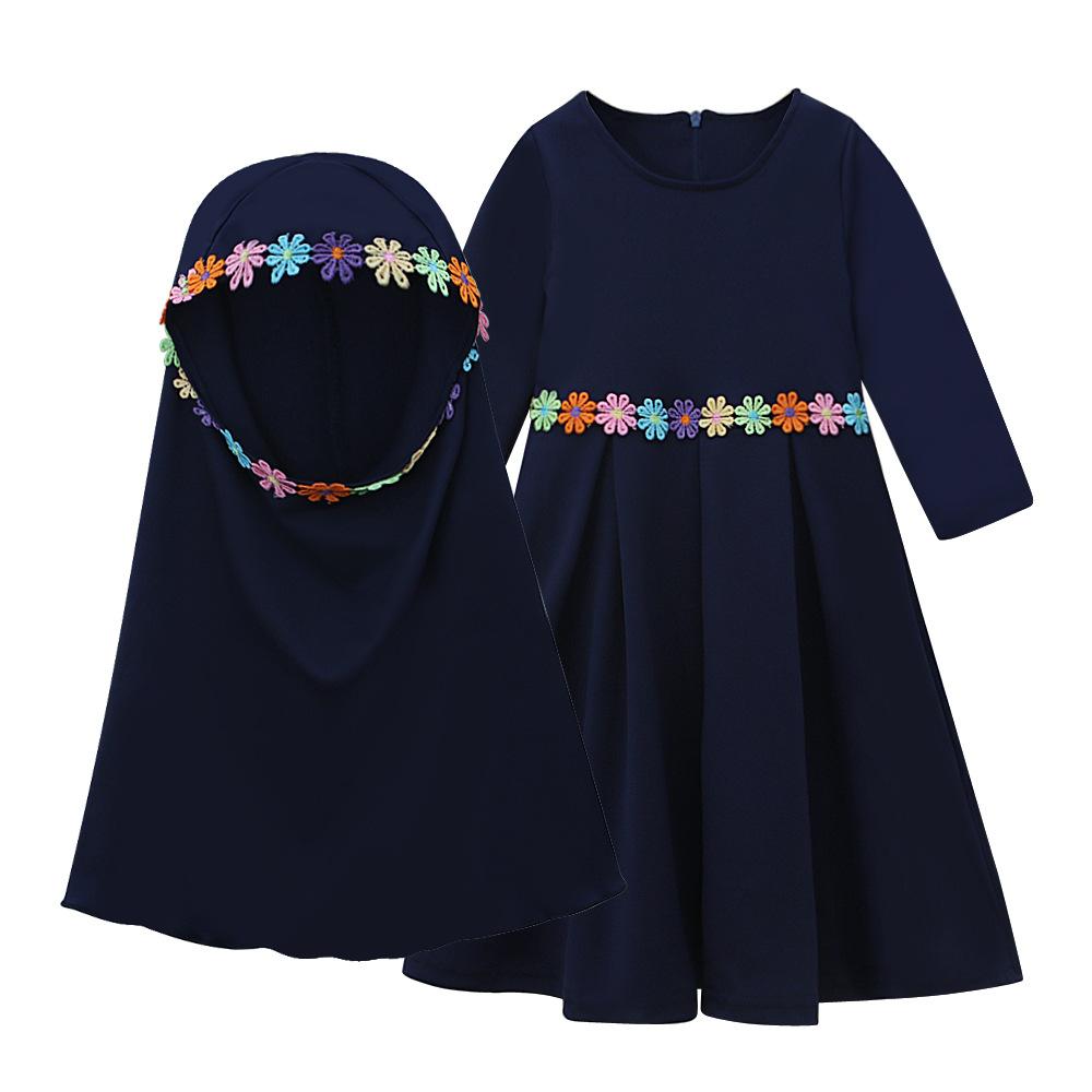 HASASERIES HS1198 Ensemble 2 pièces, Abaya pour enfant avec une couche de Khimar.