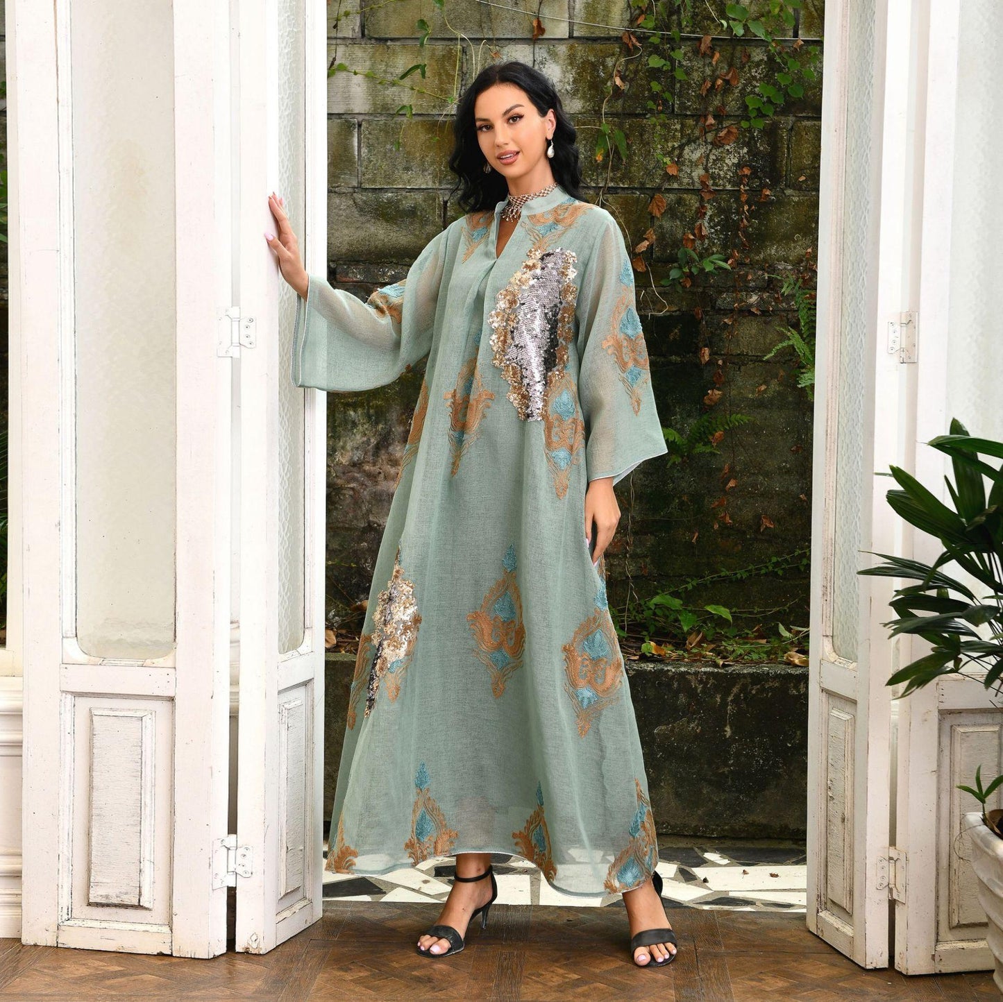 HASASERIES HS0443 Muslim Embroidered Dress