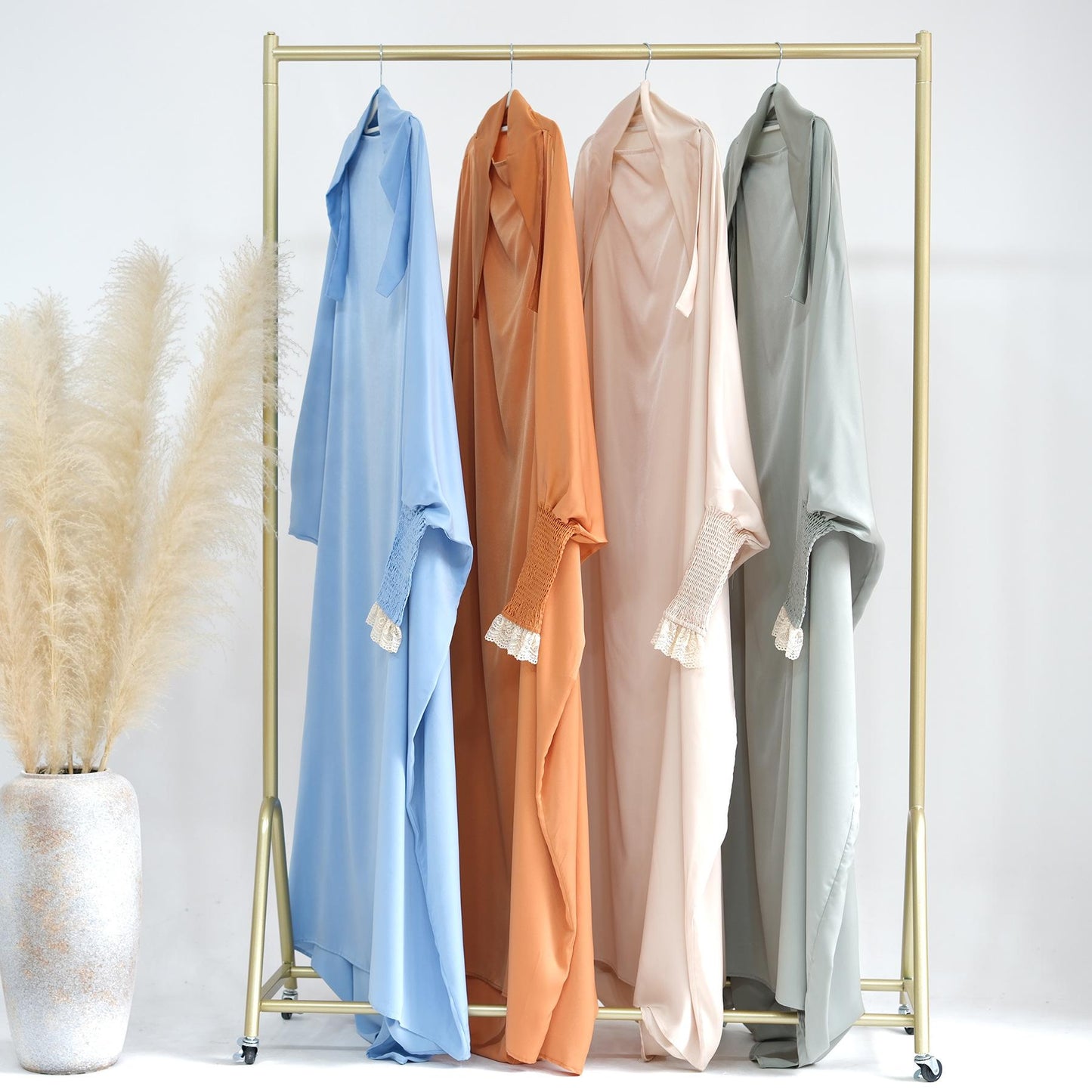 HASASERIES HS0721 Solid Color Robe Dress with A Large Swing
