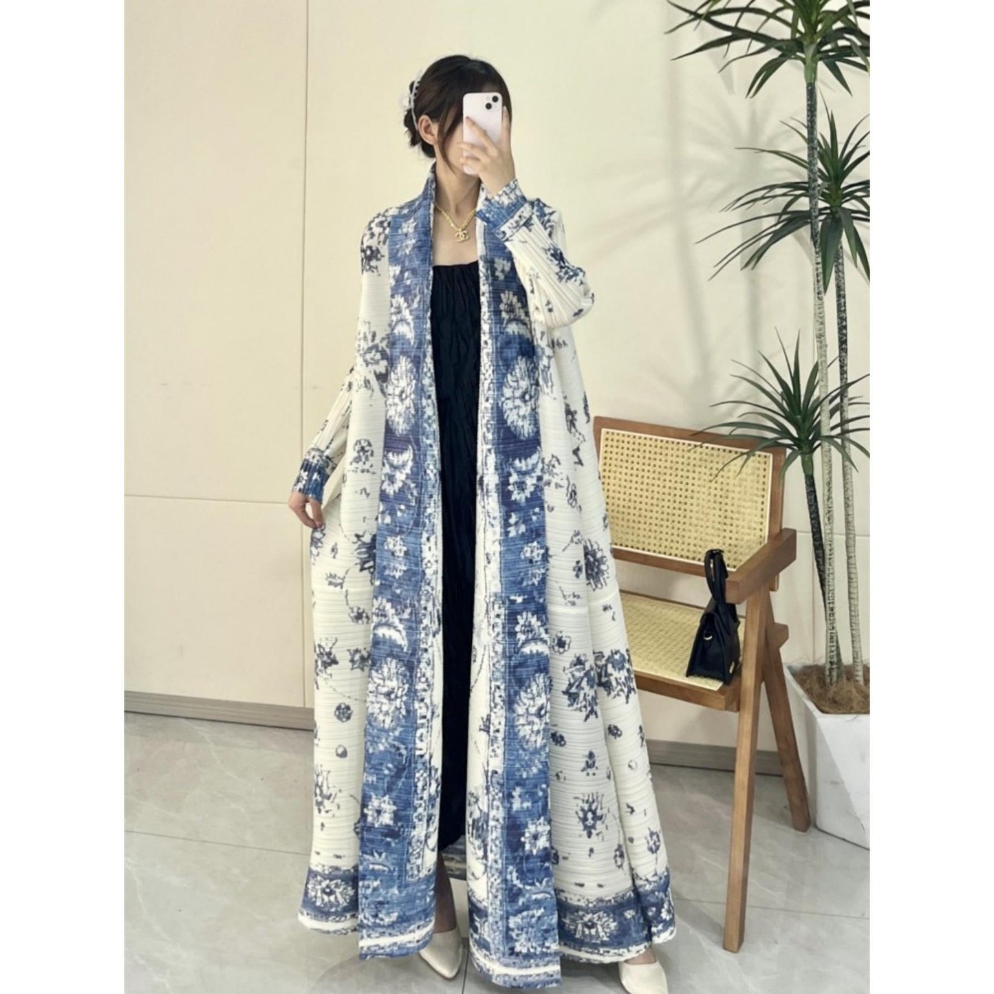 HASA Inclusive Sizing Crinkle Pleated Georgette Ramadan Stretchy Abaya-1