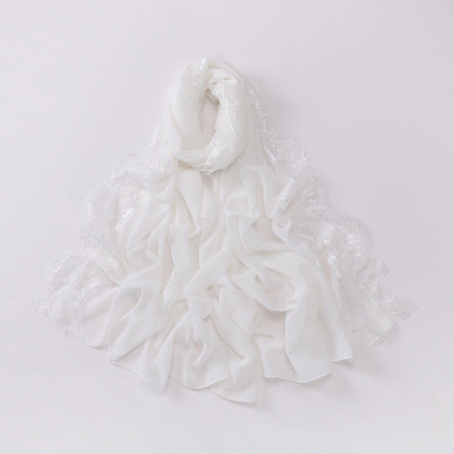 Bandeau Hijab en mousseline de soie avec bordure en dentelle HASASERIES HS1119