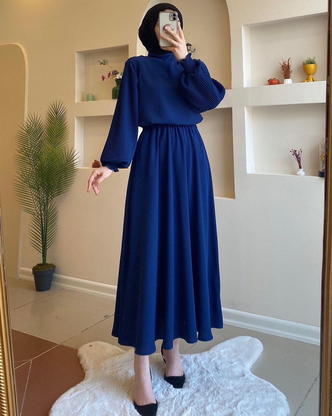 HASASERIES HS0761 Fashion Pleated Lace Up Dress Long Dress