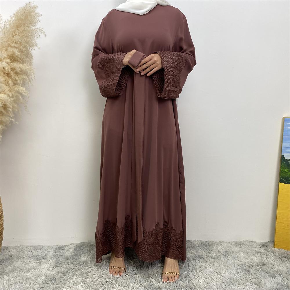 Robe longue en dentelle à la mode musulmane HASASERIES HS1084
