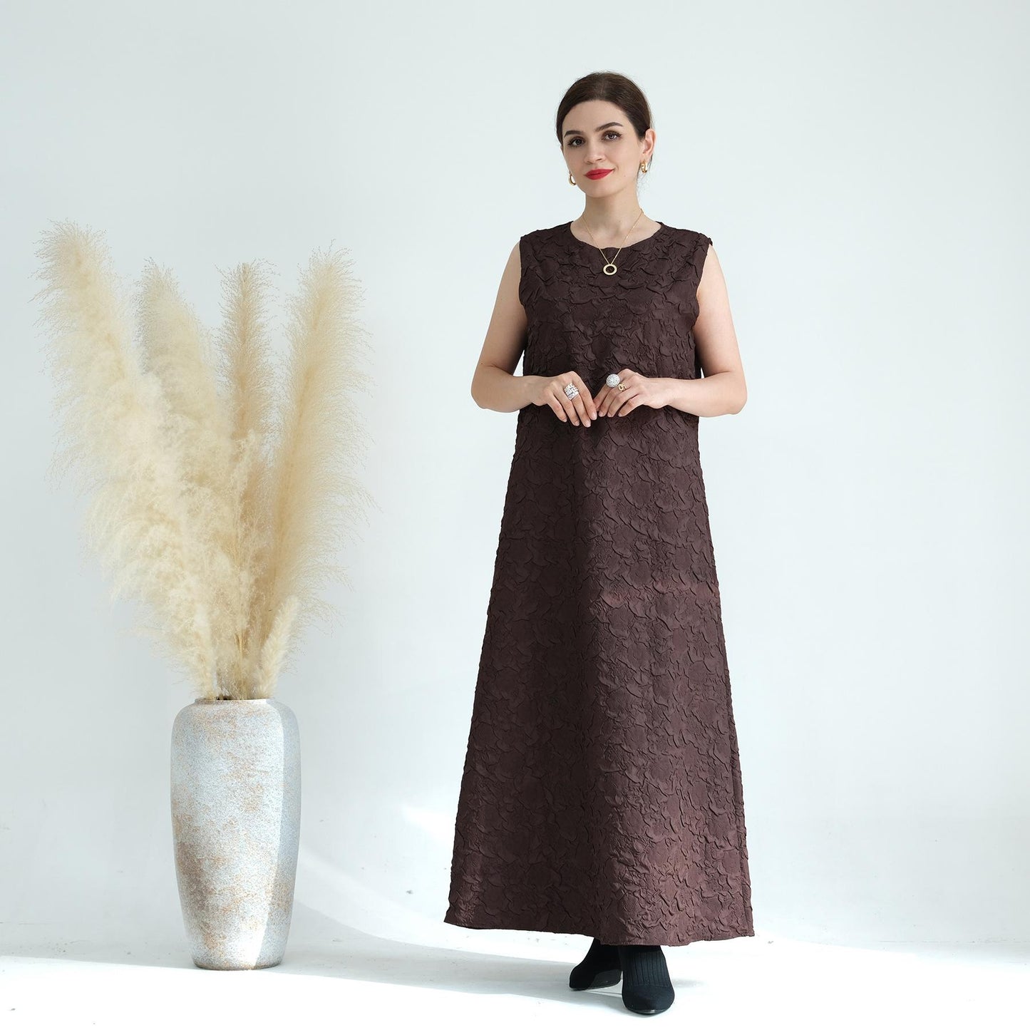 HASASERIES HS0719 Cardigan with Vest Dress Abaya Robe