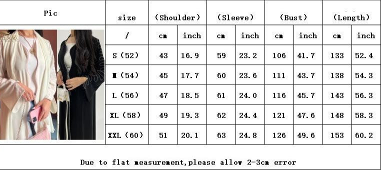 HASA's Series HS6582 Abaya Women's Long Embroidered Cardigan Jacket with Wavy Edges