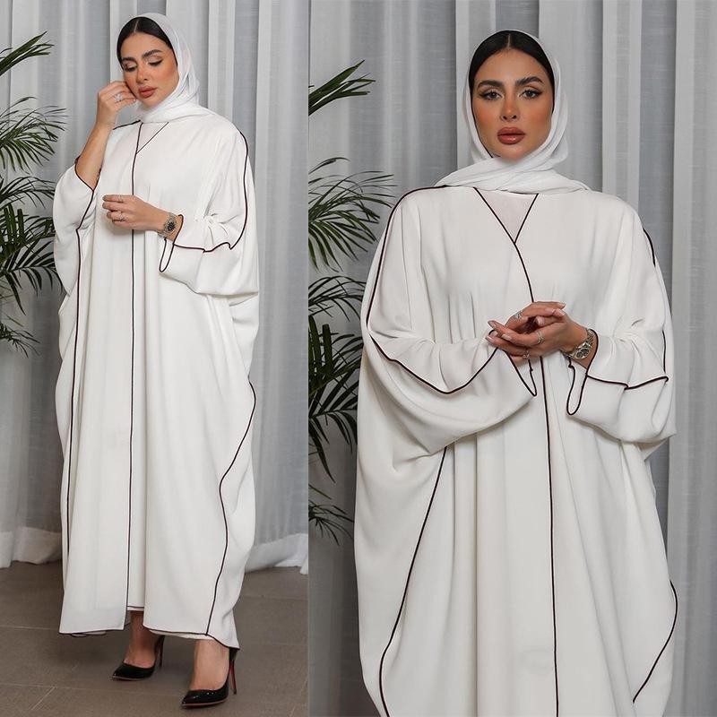 HASASERIES HS0677 White Panelled Abaya Robe