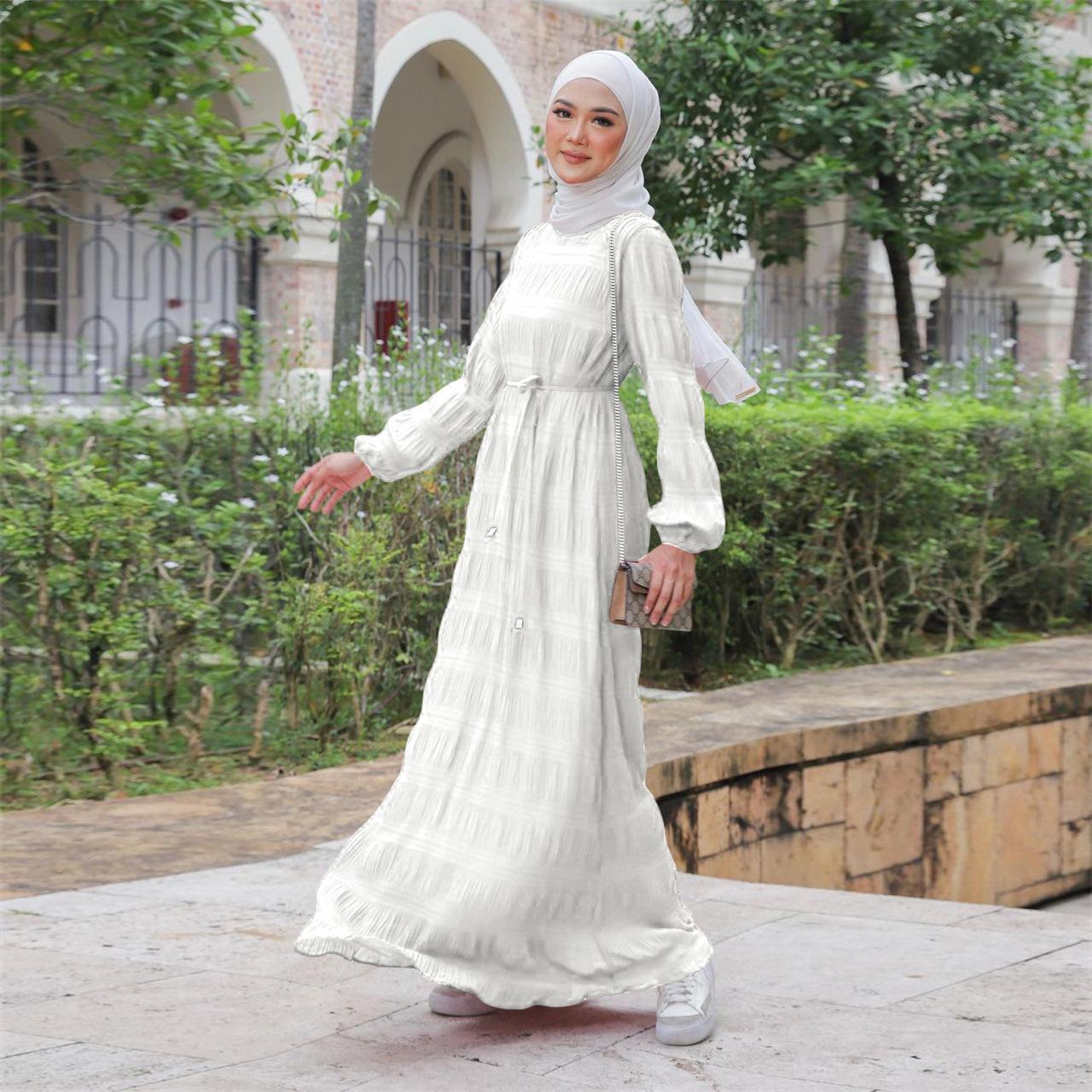 HASASERIES HS1049 Long Chiffon Pleated Dress