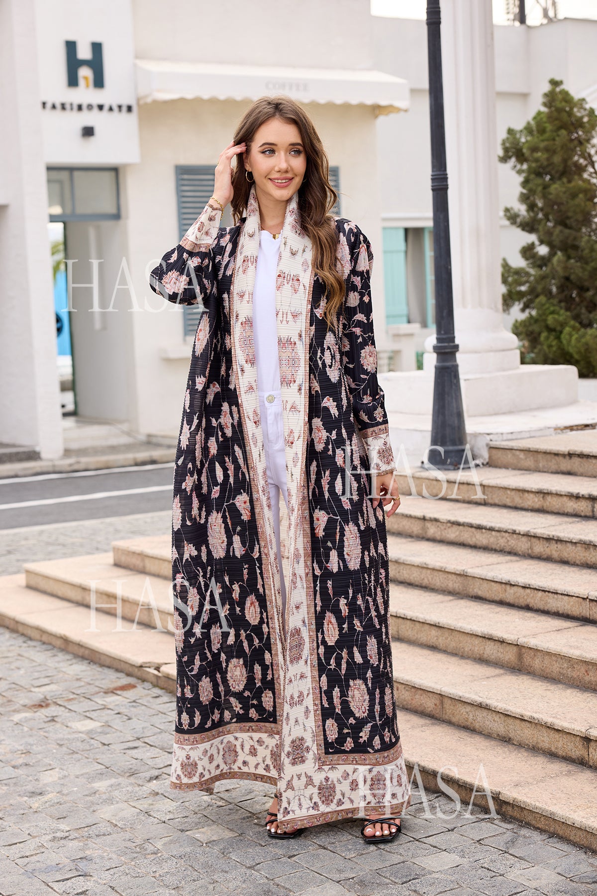 HASA Inclusive Sizing Crinkle Pleated Georgette Ramadan Stretchy Abaya-1