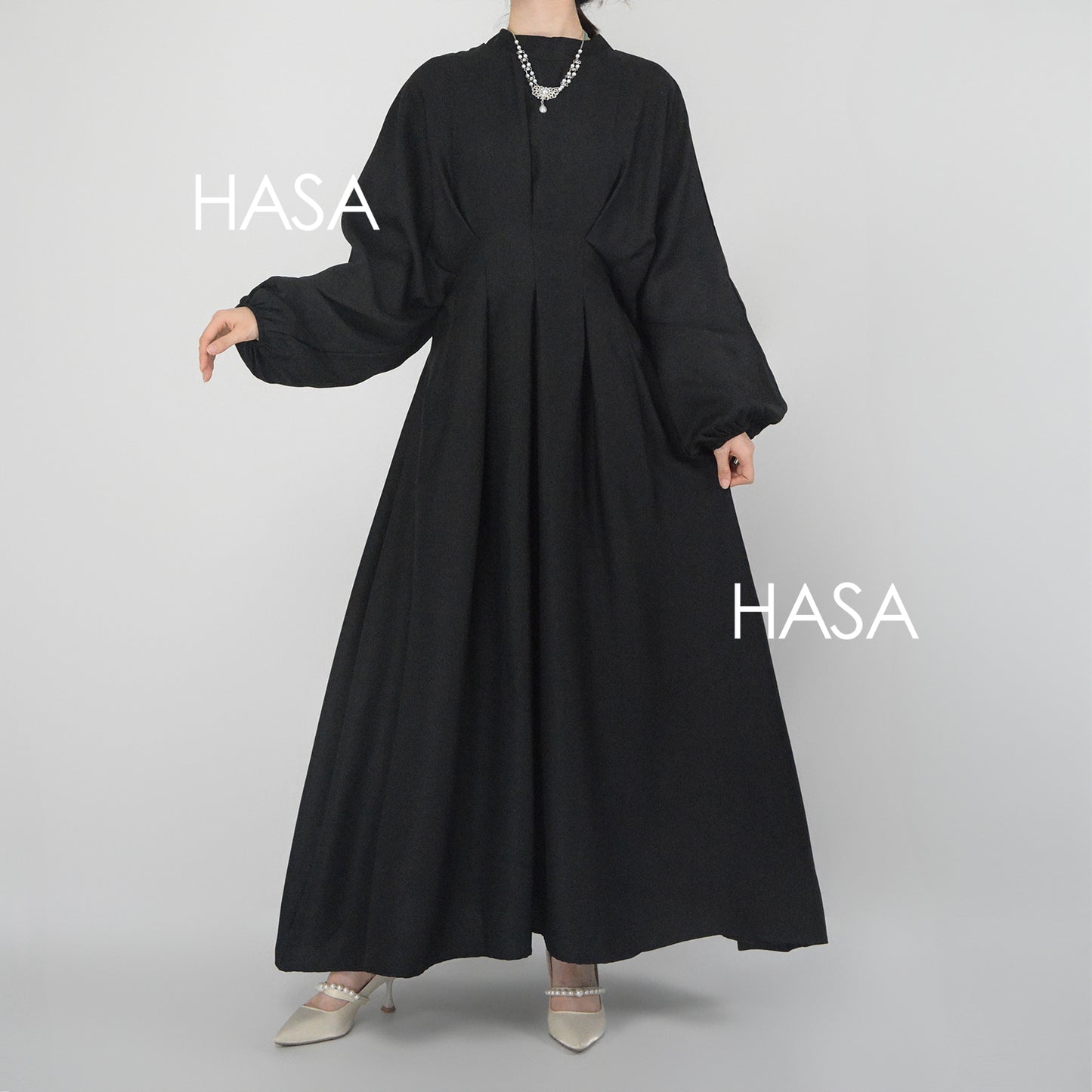 فستان HS1226 من سلسلة HASA's Series، أنيق وخفيف الوزن بلون واحد