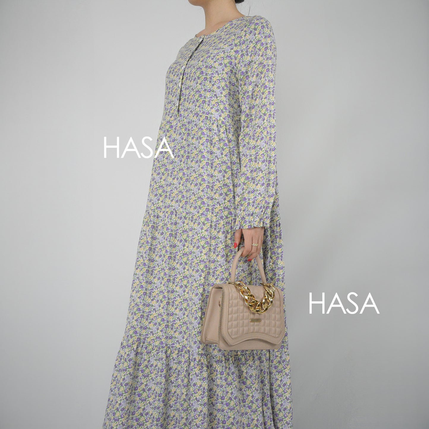 Robe d'été en rayonne avec boutons sur le devant, série HASA HS0620