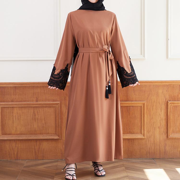 HASASERIES HS0627 Embroidered Sequin Cuff Robe