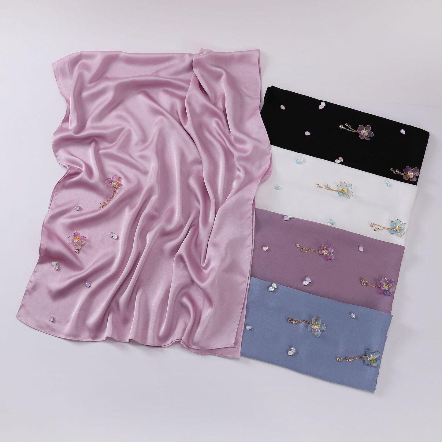 HASASERIES HS1115 Chiffon Handsewn Flower Headband Hijab