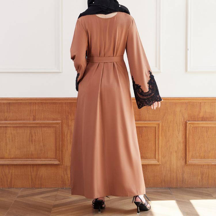 HASASERIES HS0627 Embroidered Sequin Cuff Robe