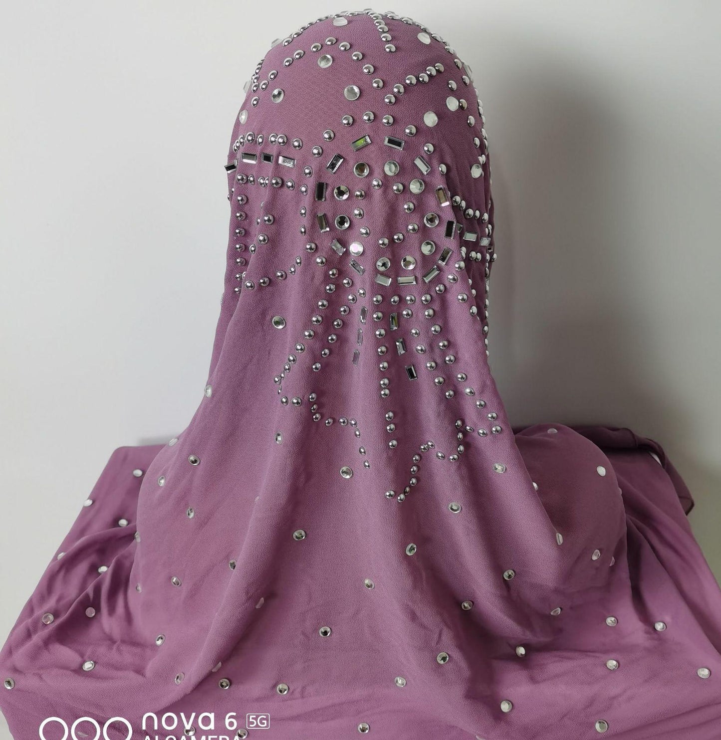 HASASERIES HS1035 Chiffon Fabric Diamond Headband