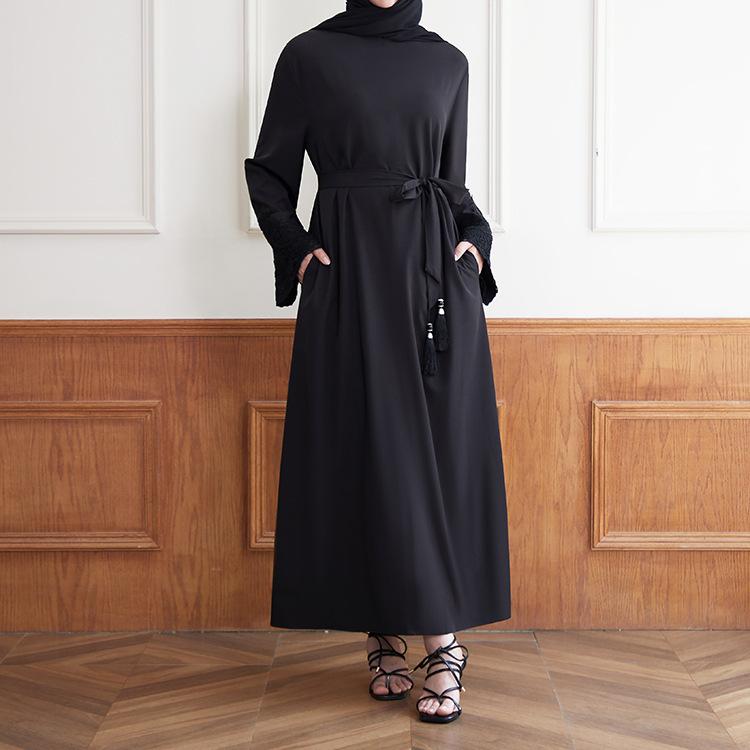 HASASERIES HS0627 Embroidered Sequin Cuff Robe