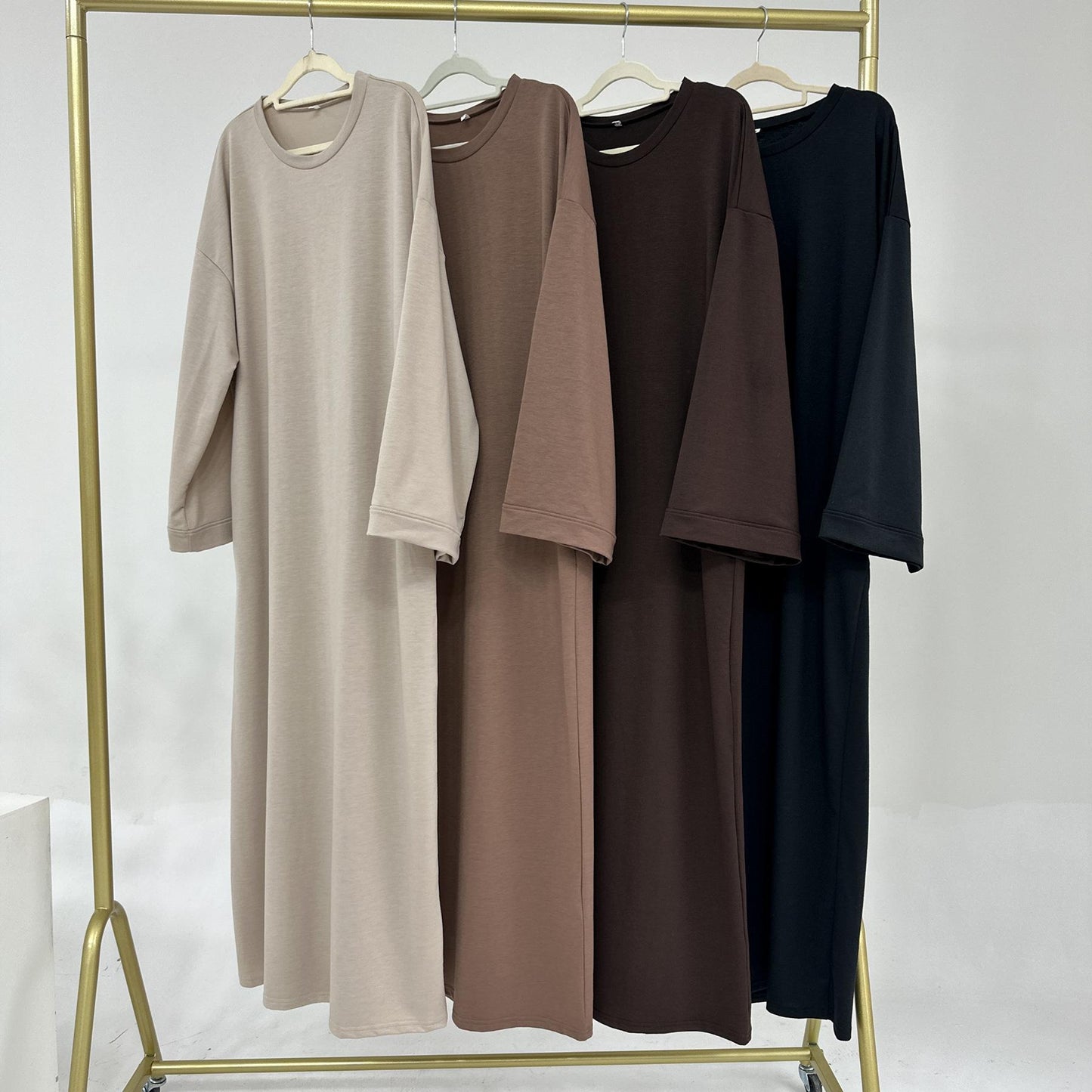 HASASERIES HS1089 Solid Color Hoodie Dress