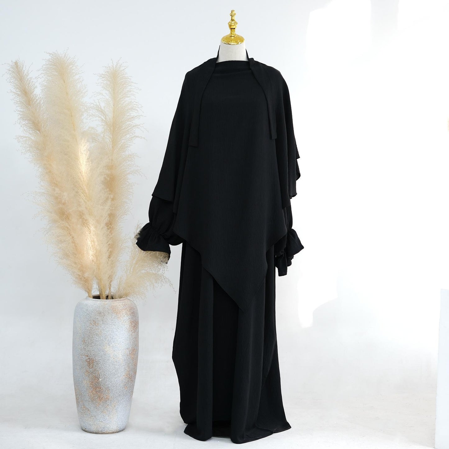HASASERIES HS1043 2pcs Set Abaya with One Layer Khimar