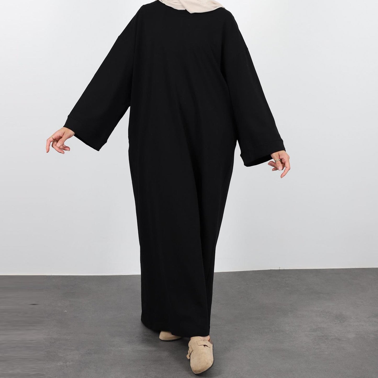 HASASERIES HS1089 Solid Color Hoodie Dress