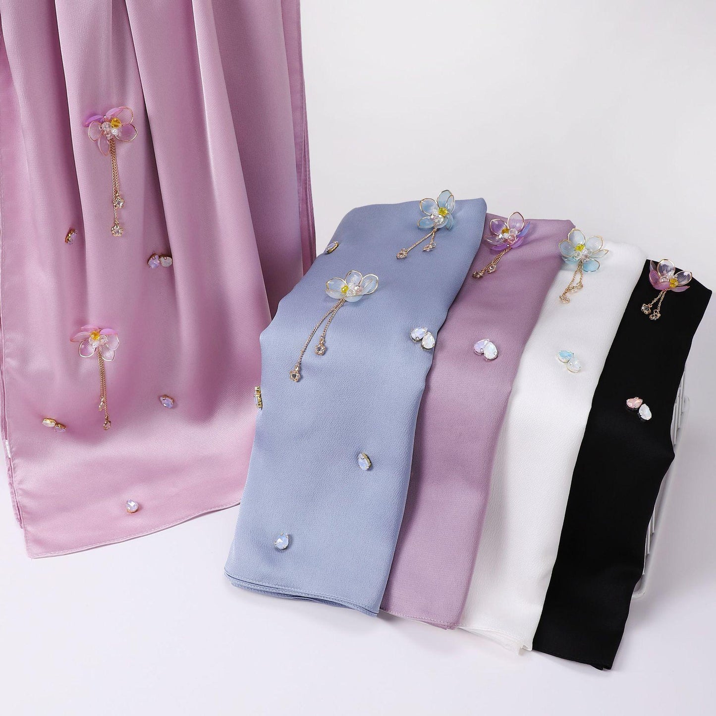 HASASERIES HS1115 Chiffon Handsewn Flower Headband Hijab