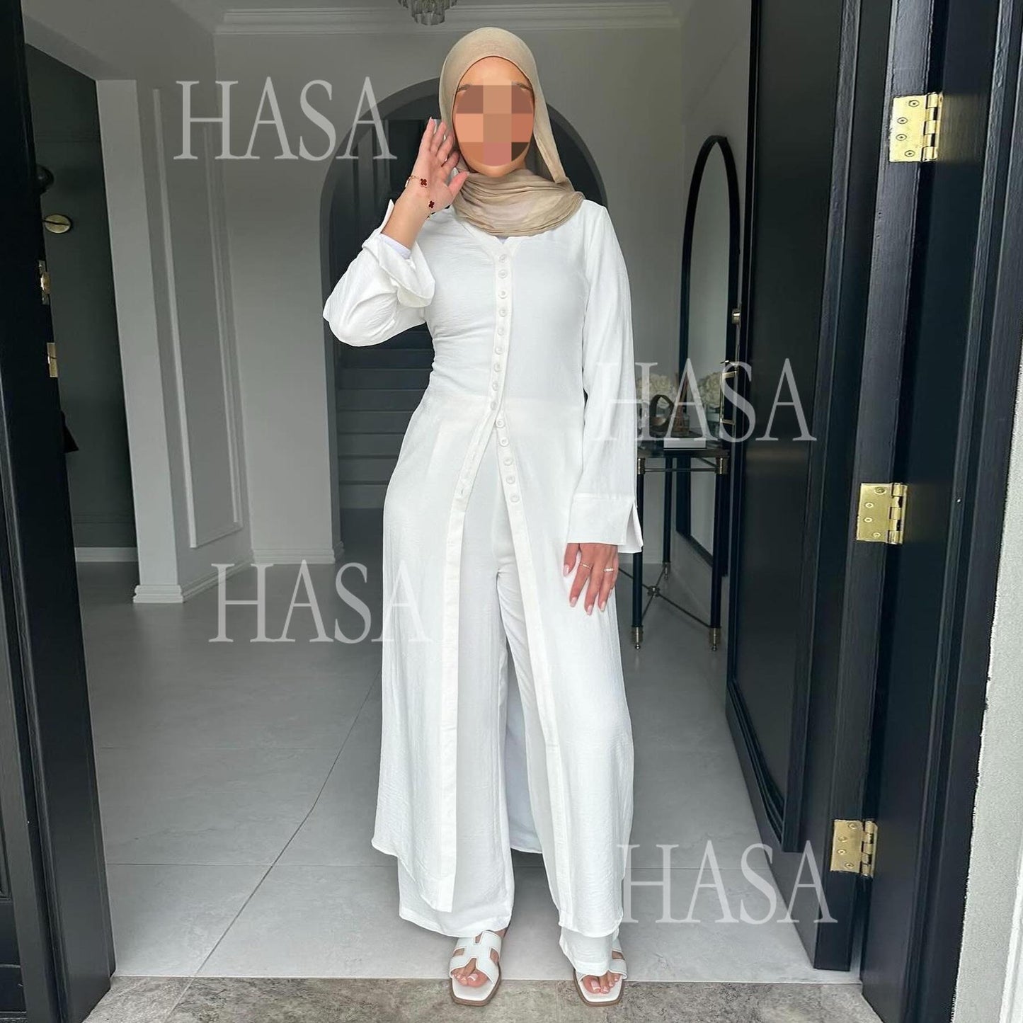HASA HS5869 بدلة صيفية رائعة من قطعتين - تصميم أزرار متعدد الألوان