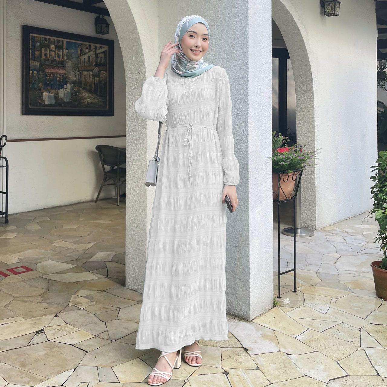 HASASERIES HS1049 Long Chiffon Pleated Dress
