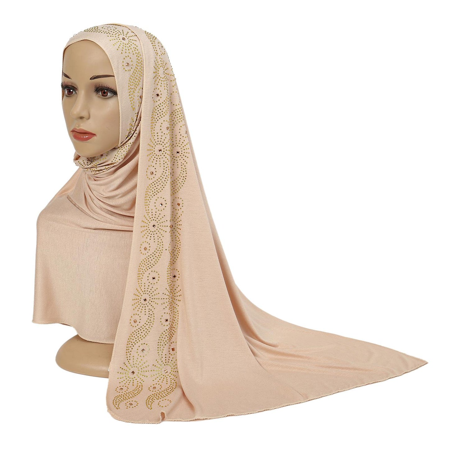 HASASERIES HS1145 Solid Color Rhinestone Headscarf