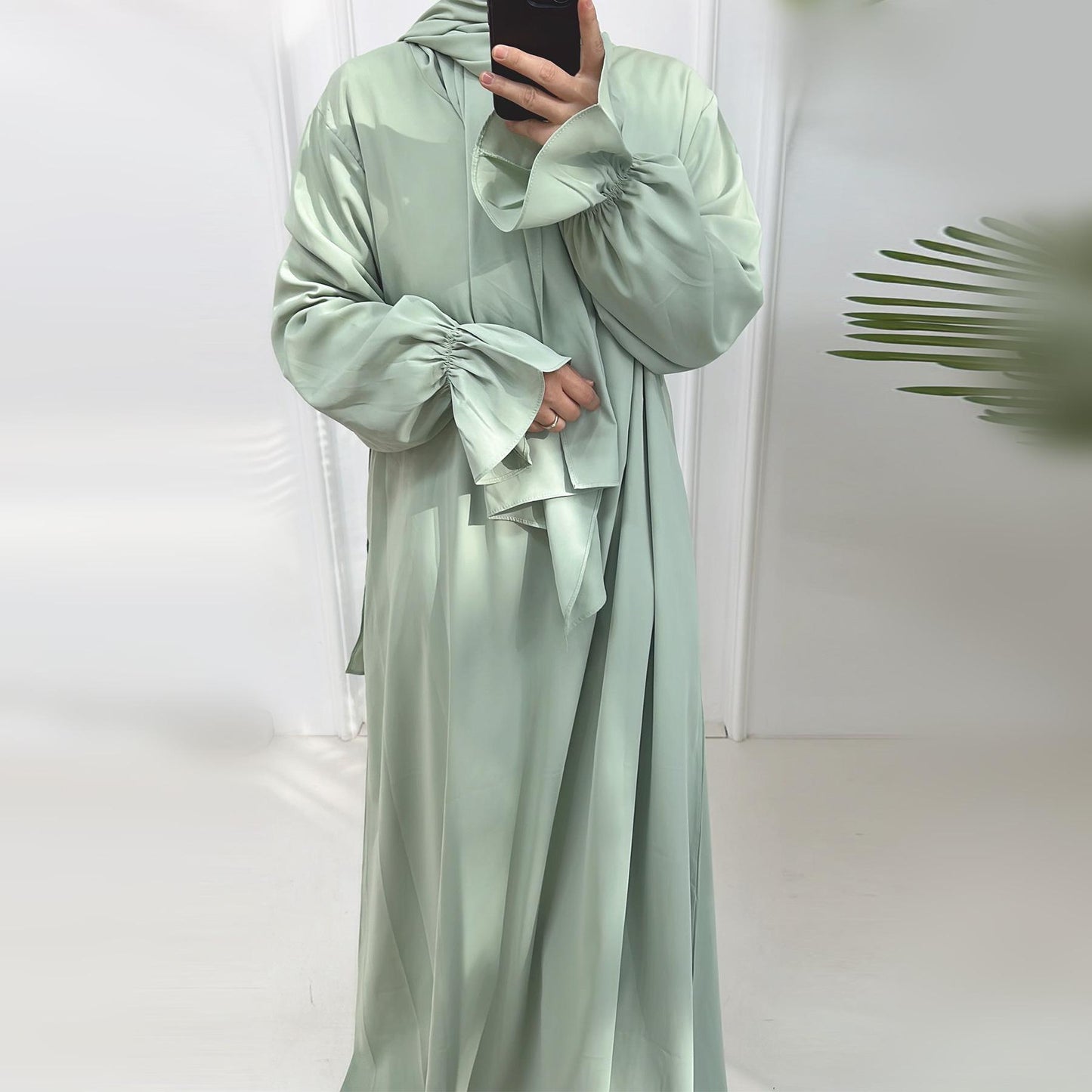 HASASERIES HS1173 Solid Color Hooded Abaya with Side Pocket