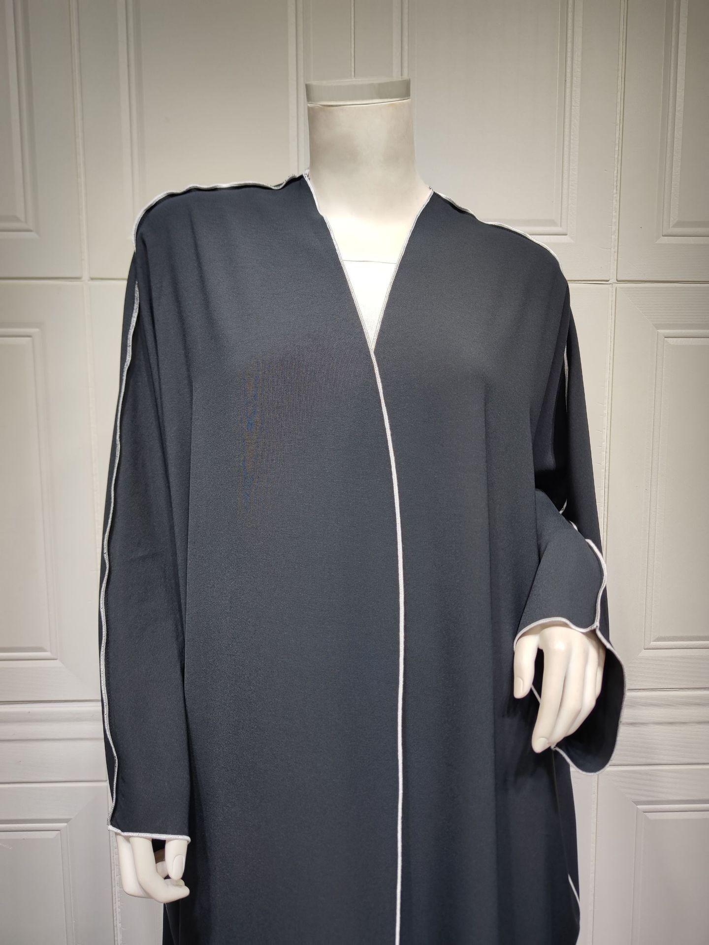 HASASERIES HS0677 White Panelled Abaya Robe