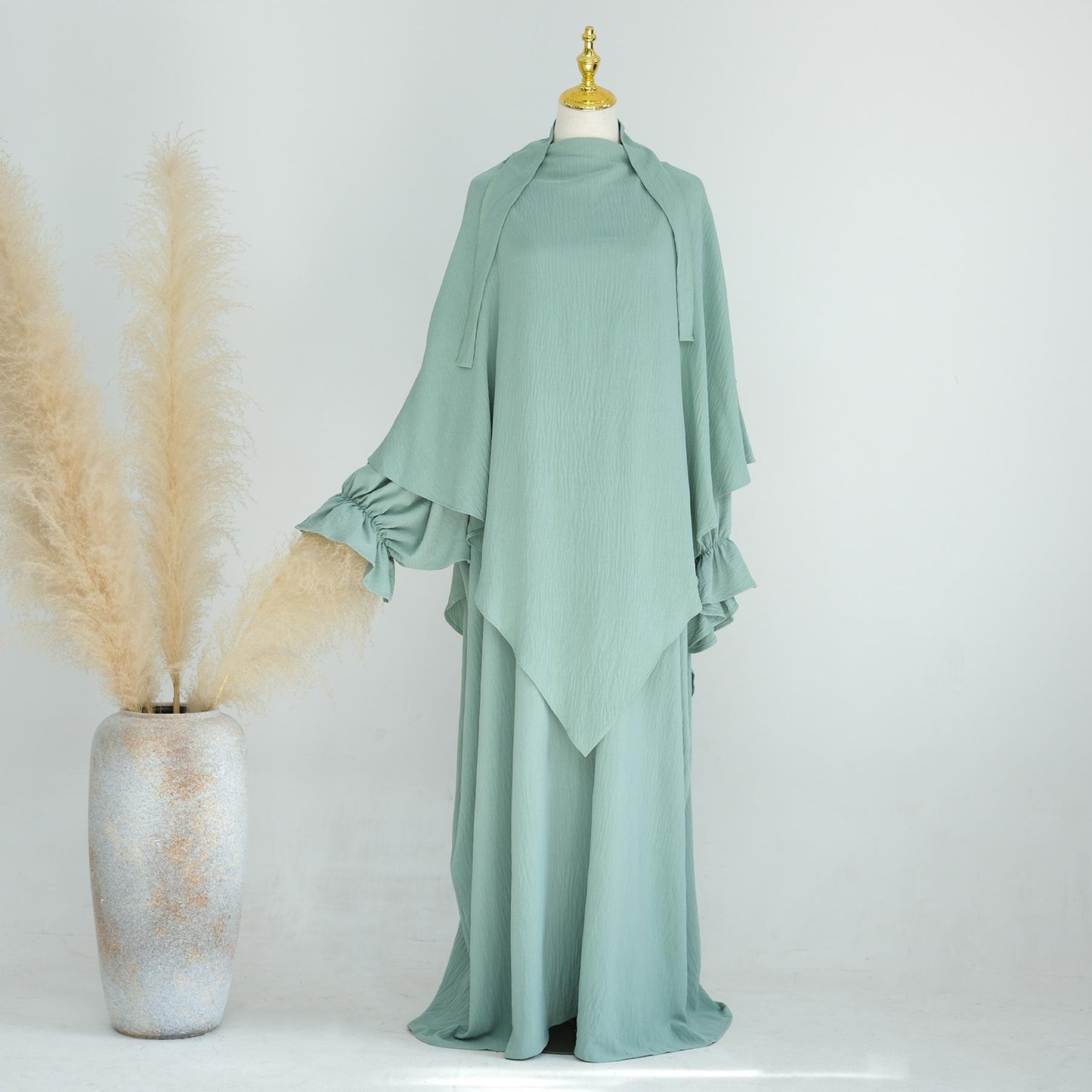 HASASERIES HS1043 2pcs Set Abaya with One Layer Khimar