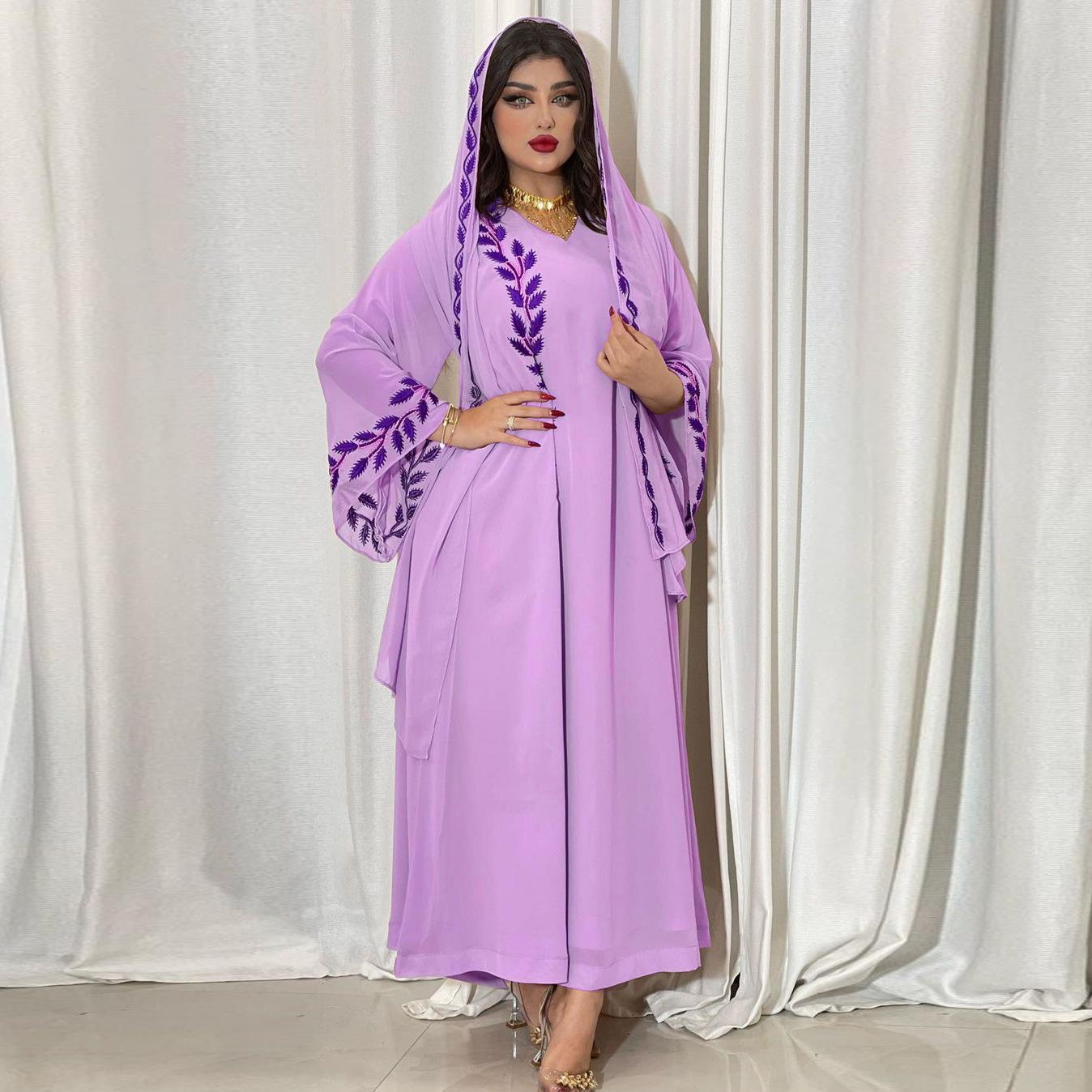 HASASERIES HS1050 2pcs Chiffon Long Muslim Dress with Hijab
