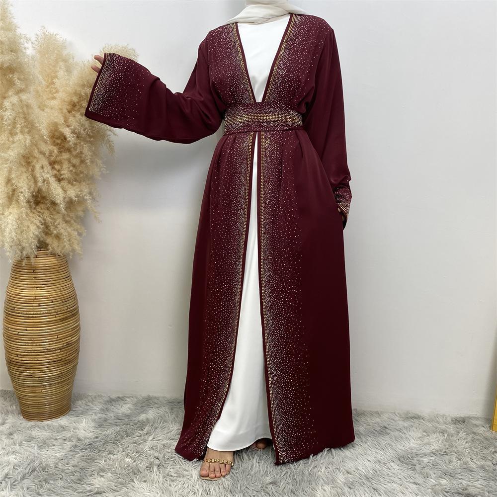 HASASERIES HS1086 Cardigan à lacets avec poche et motif diamant