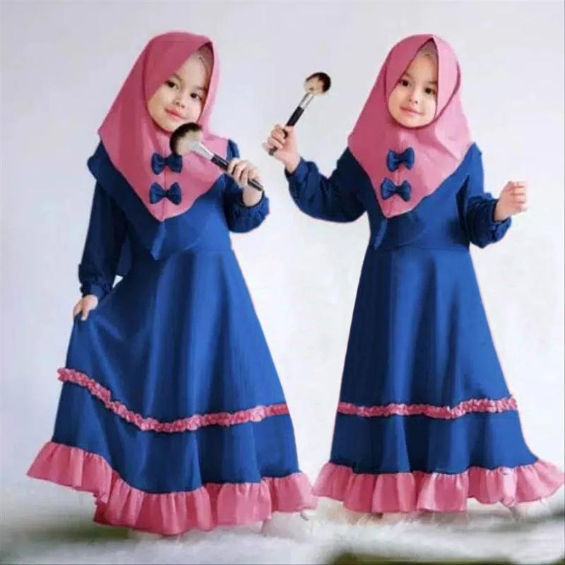 HASASERIES HS1205 Ensemble 2 pièces, Abaya pour enfant avec une couche de Khimar.