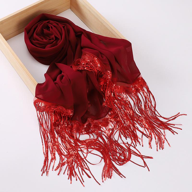 HASASERIES HS1139 Pearl Chiffon Scarf