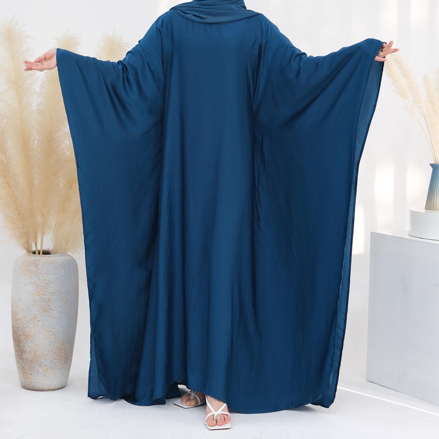 HASASERIES HS1174 Waist Raging Bat Sleeves Dress Crepe Kaftan