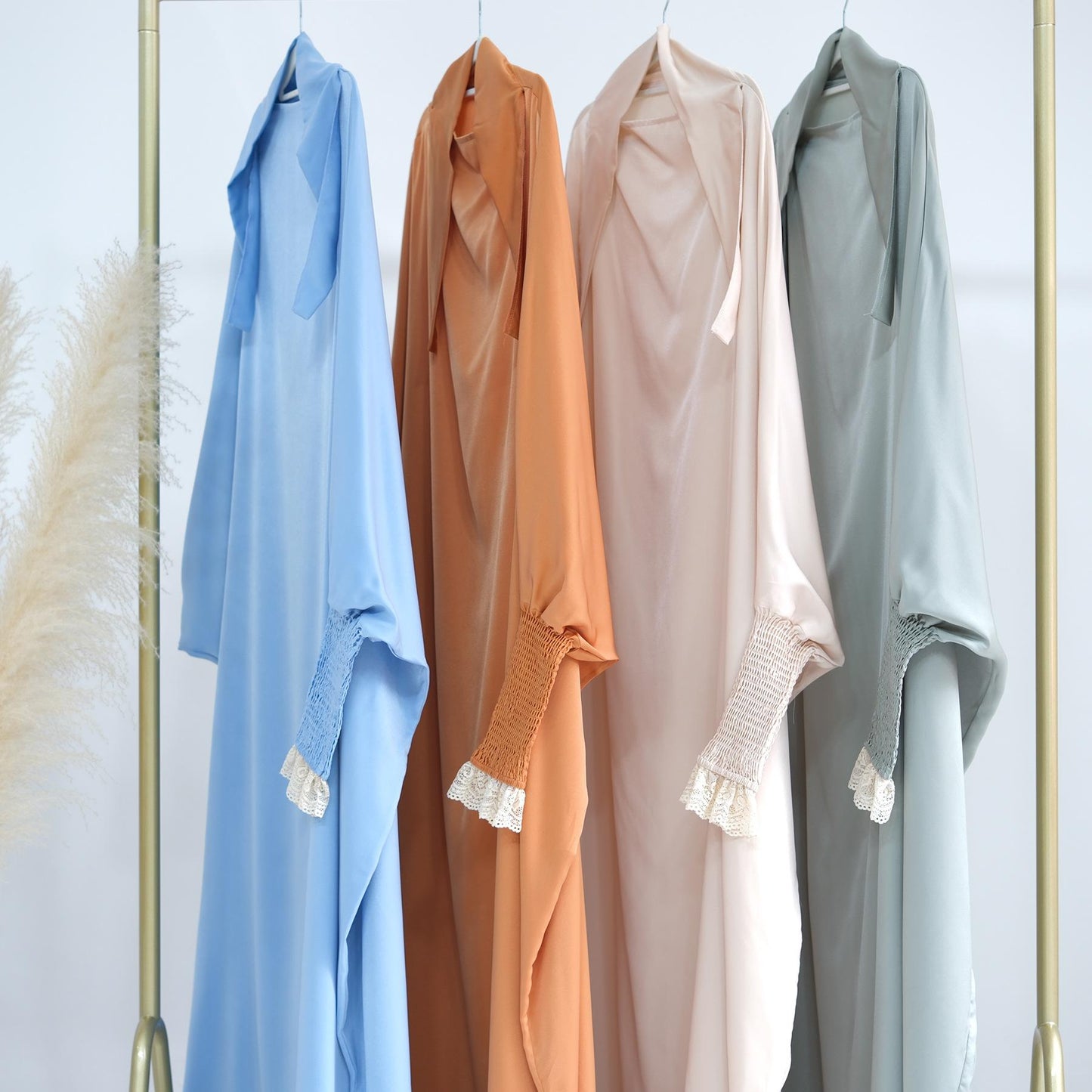 HASASERIES HS0721 Solid Color Robe Dress with A Large Swing