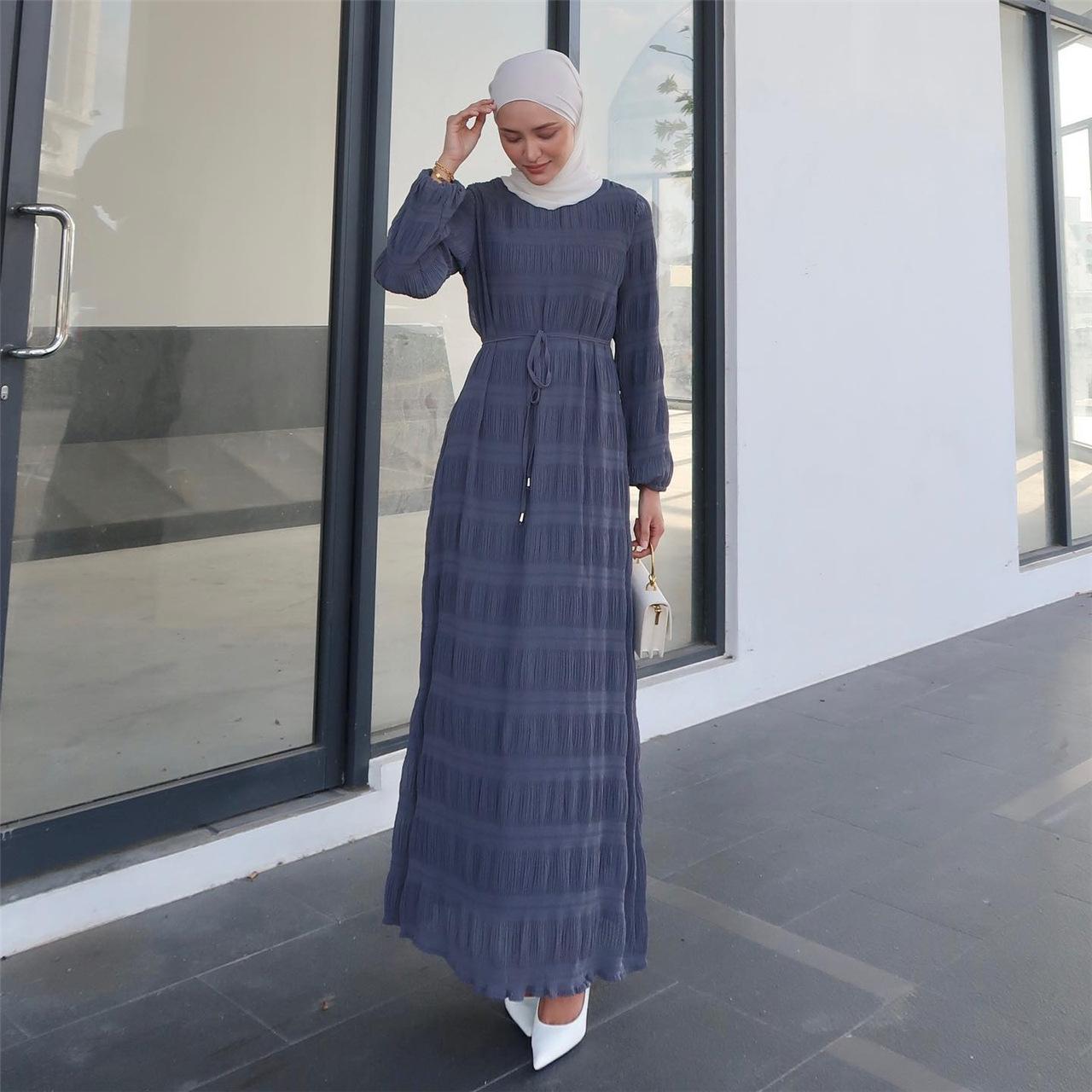 HASASERIES HS1049 Long Chiffon Pleated Dress
