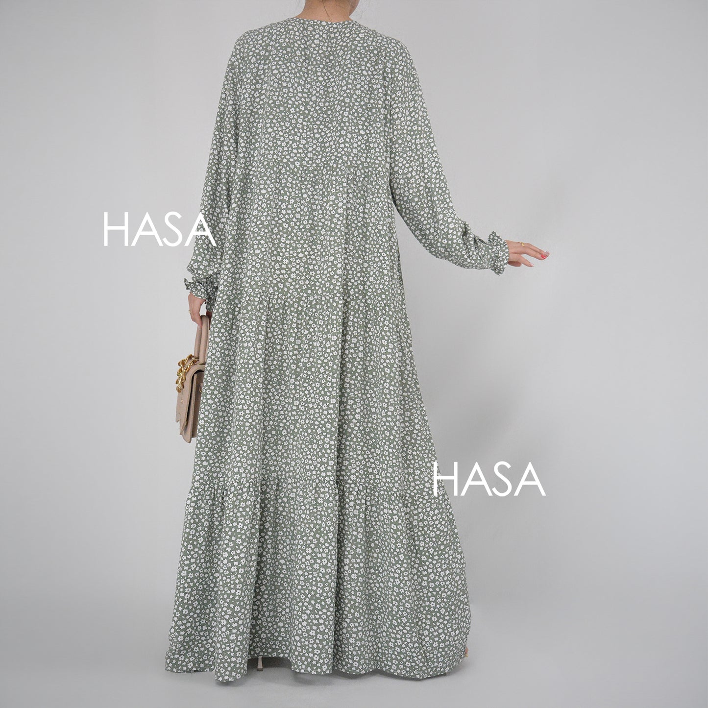 Robe d'été en rayonne avec boutons sur le devant, série HASA HS0620