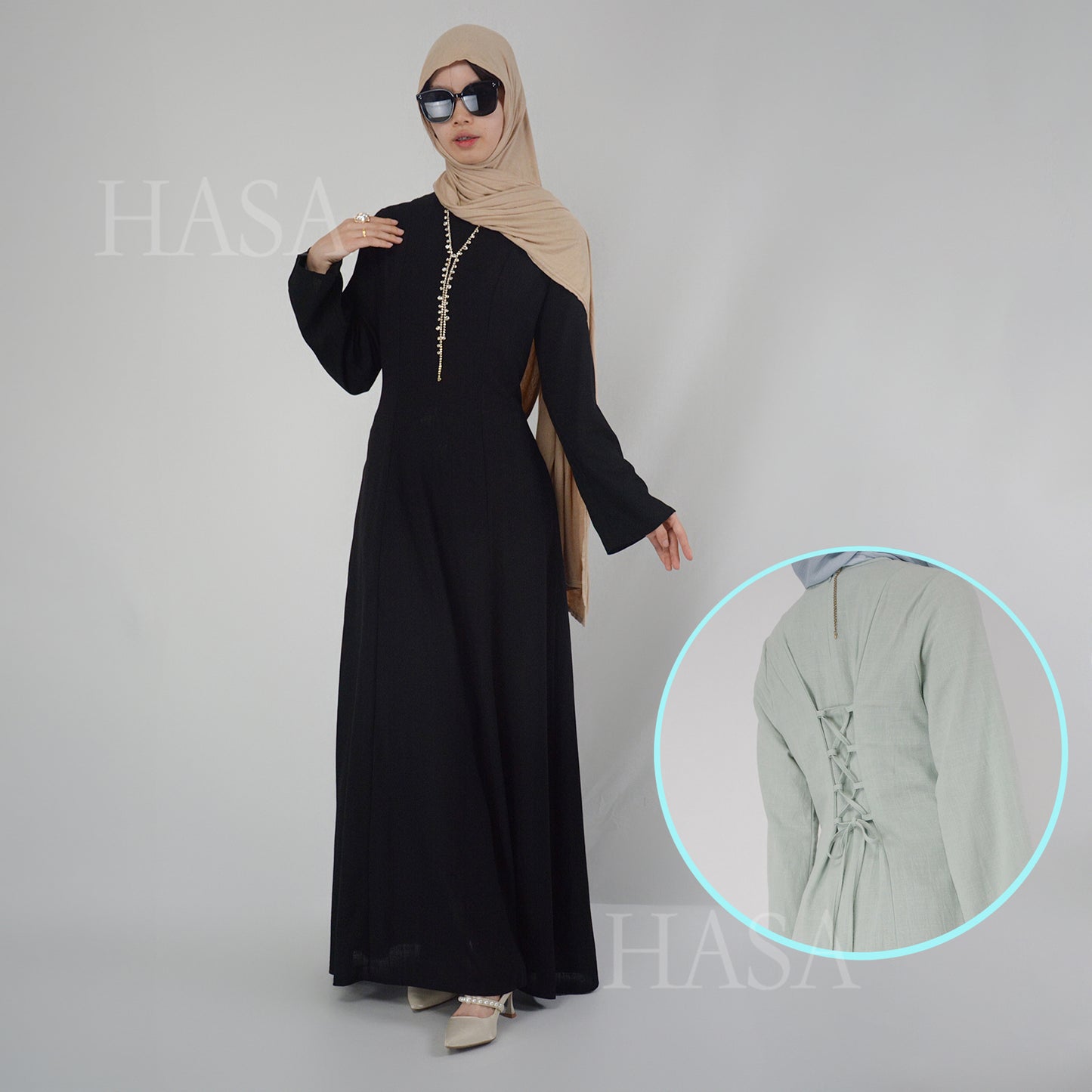 تنورة طويلة أنيقة من HASA HS5866 برباط خصر وتصميم واسع متأرجح