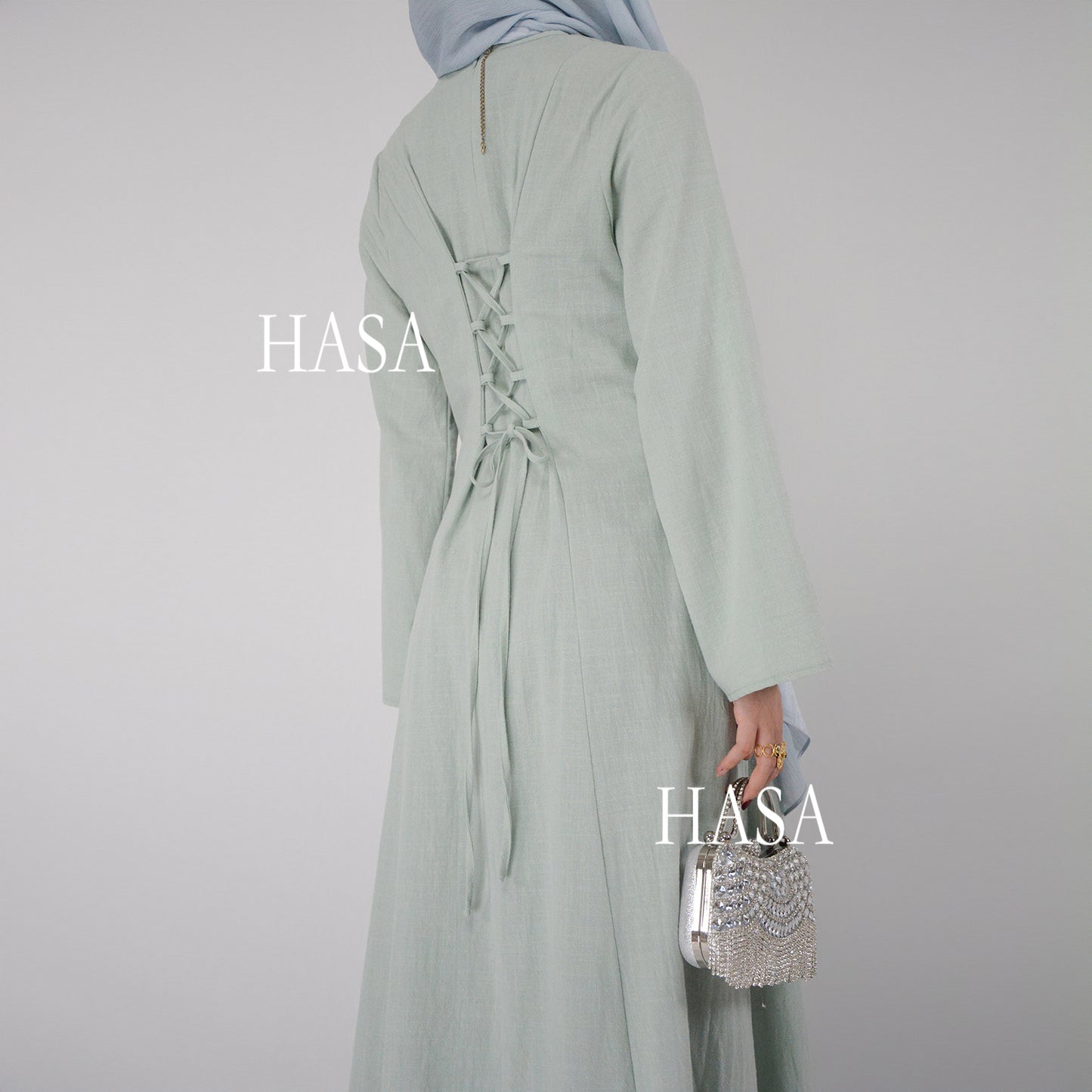 تنورة طويلة أنيقة من HASA HS5866 برباط خصر وتصميم واسع متأرجح