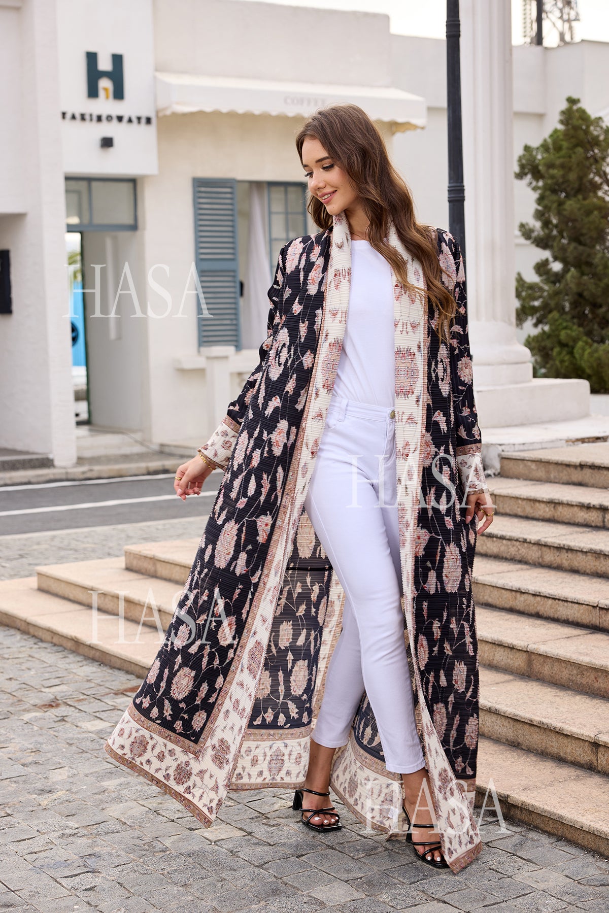 HASA Inclusive Sizing Crinkle Pleated Georgette Ramadan Stretchy Abaya-1
