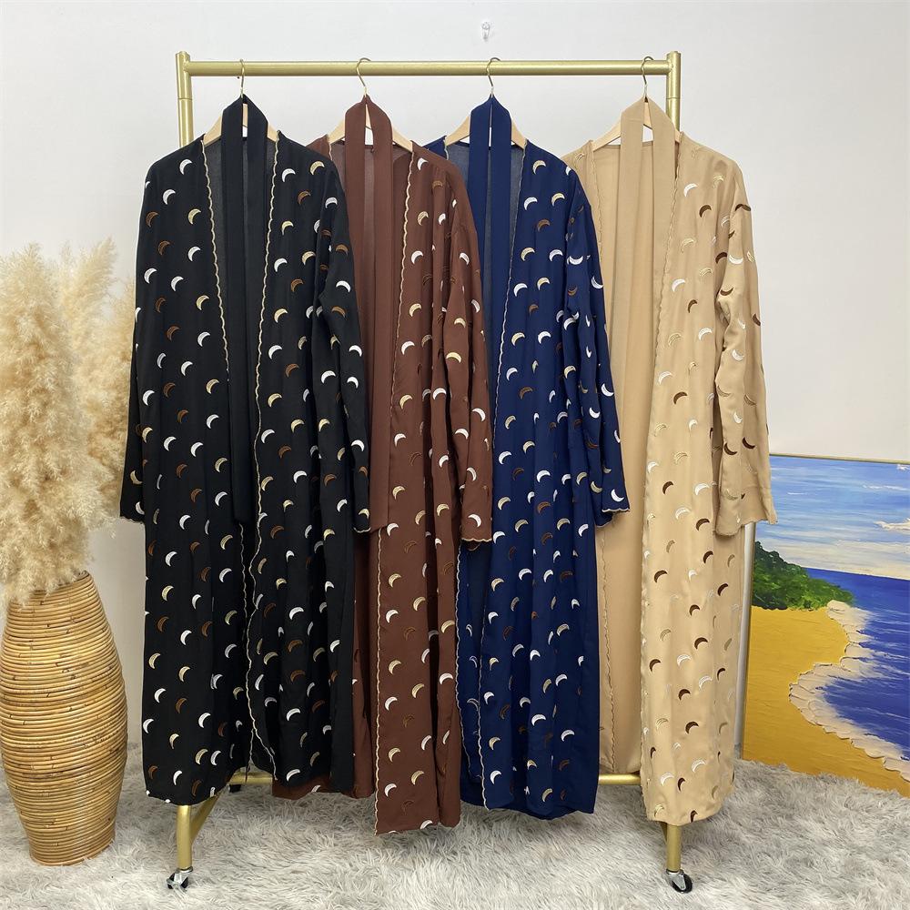 HASASERIES HS0927 Explosions Heavy Industry Embroidery Cardigan Abaya