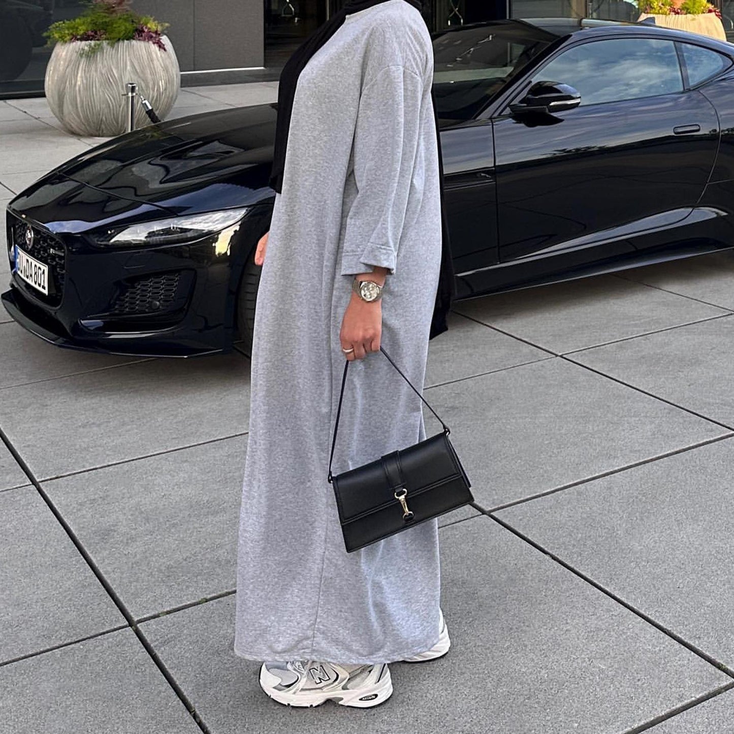 HASASERIES HS1089 Solid Color Hoodie Dress
