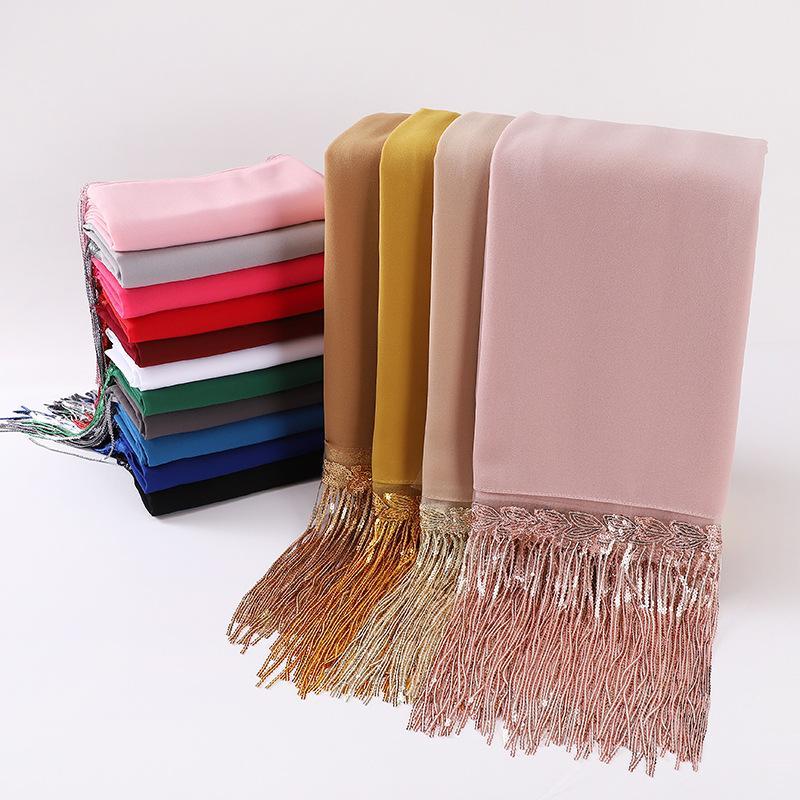 HASASERIES HS1139 Pearl Chiffon Scarf