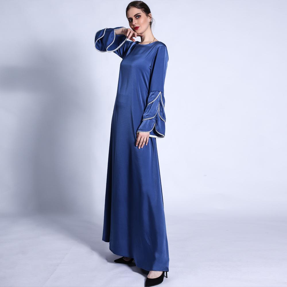 HS0431 Matte Dress Mermaid Three-layer Sleeve Bright Beads A-line Large Swing Long Skirt Female